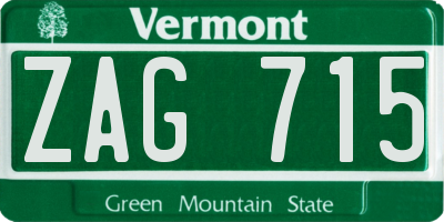 VT license plate ZAG715