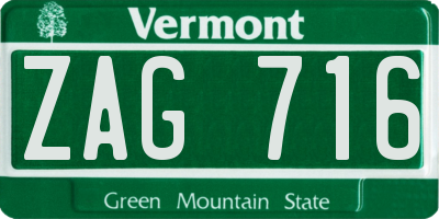 VT license plate ZAG716