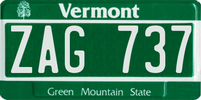 VT license plate ZAG737