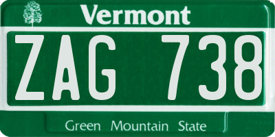 VT license plate ZAG738