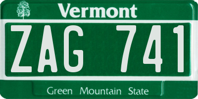 VT license plate ZAG741