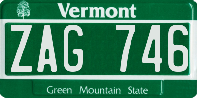 VT license plate ZAG746
