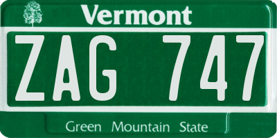 VT license plate ZAG747