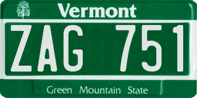 VT license plate ZAG751