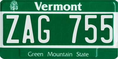 VT license plate ZAG755