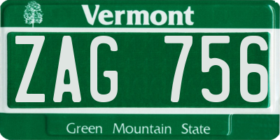 VT license plate ZAG756
