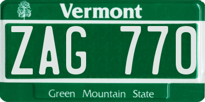 VT license plate ZAG770
