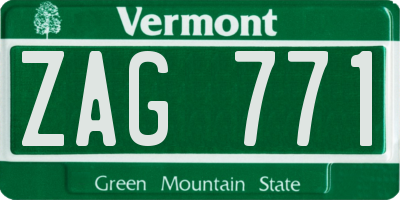 VT license plate ZAG771