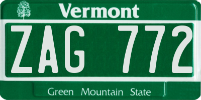 VT license plate ZAG772