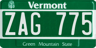 VT license plate ZAG775