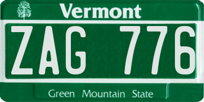 VT license plate ZAG776