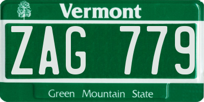 VT license plate ZAG779