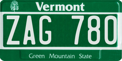 VT license plate ZAG780
