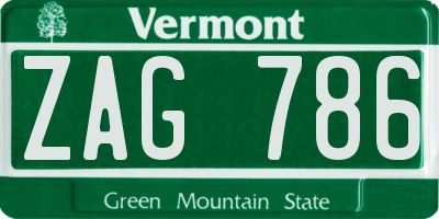 VT license plate ZAG786