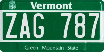 VT license plate ZAG787