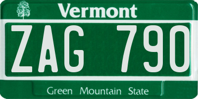 VT license plate ZAG790