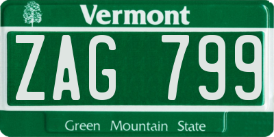 VT license plate ZAG799