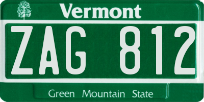 VT license plate ZAG812