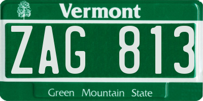 VT license plate ZAG813