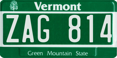VT license plate ZAG814