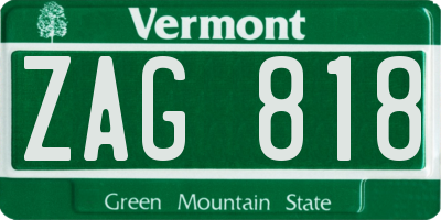 VT license plate ZAG818