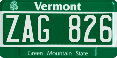 VT license plate ZAG826