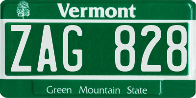 VT license plate ZAG828