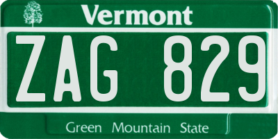 VT license plate ZAG829