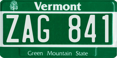 VT license plate ZAG841