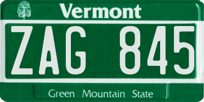 VT license plate ZAG845