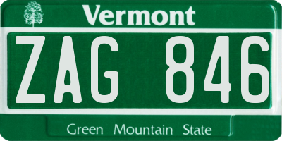 VT license plate ZAG846