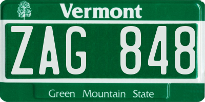 VT license plate ZAG848