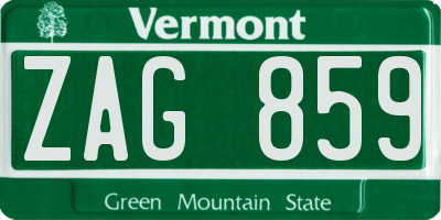 VT license plate ZAG859