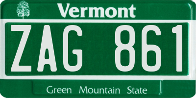 VT license plate ZAG861