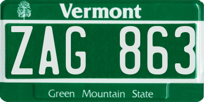 VT license plate ZAG863