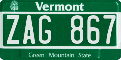 VT license plate ZAG867