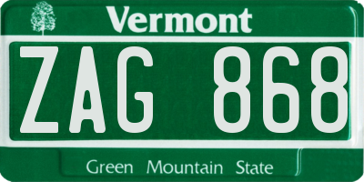VT license plate ZAG868