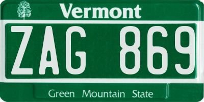 VT license plate ZAG869
