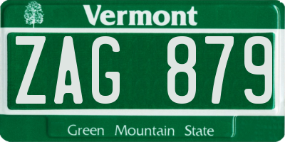 VT license plate ZAG879