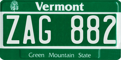 VT license plate ZAG882
