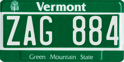 VT license plate ZAG884