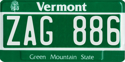 VT license plate ZAG886