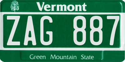 VT license plate ZAG887