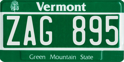 VT license plate ZAG895