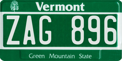 VT license plate ZAG896