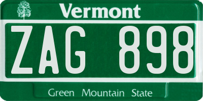 VT license plate ZAG898