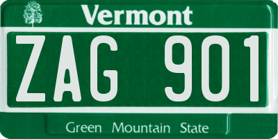 VT license plate ZAG901