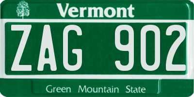 VT license plate ZAG902