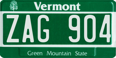 VT license plate ZAG904