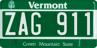 VT license plate ZAG911